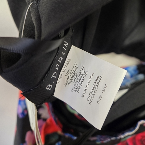 B Darlin Floral Print Two Piece Dress Set Black 15 / 16 - Picture 10 of 14